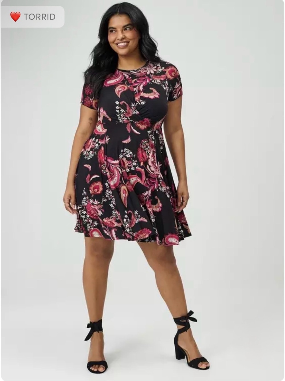 torrid NWT Pop Paisley Black Skater Mini Dress - Size 0X